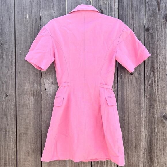 Zara | NWT Blogger Fave Linen Blend Blazer Mini Dress Bubblegum Pink Size Small - Picture 8 of 10